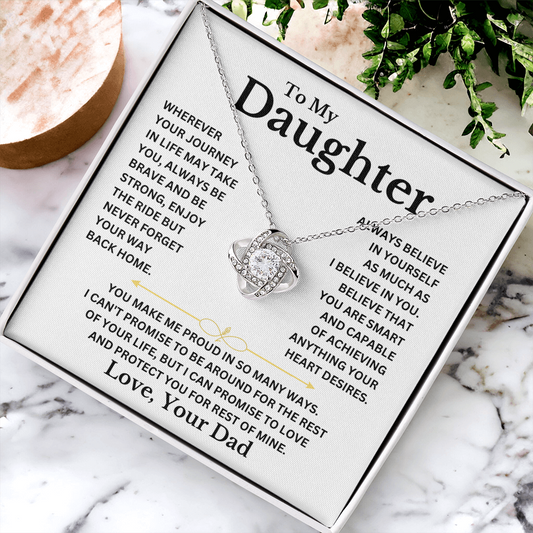 Your Journey In Life -Daughter Love Knot Necklace (WB)