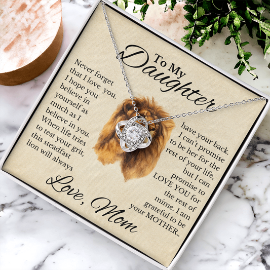 This Steadfast Lion -Daughter Love Knot Necklace