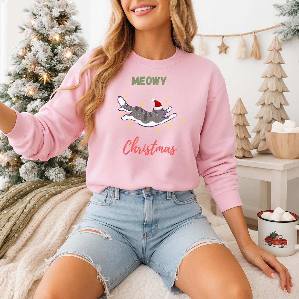 Flying Meowy Christmas -Long Sleeve Top