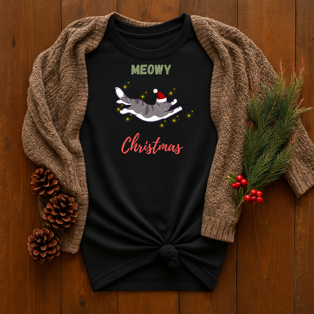 Flying Meowy Christmas -Long Sleeve Top