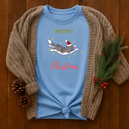 Flying Meowy Christmas -Long Sleeve Top