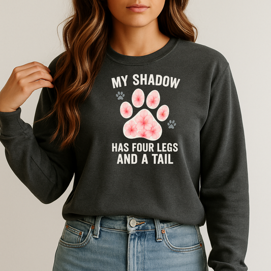 Pink Floral Cat Paw Graphic Long Sleeve Top