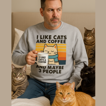 Retro Cats And Coffee Graphic Shirt