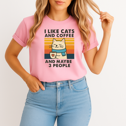 Retro Cats And Coffee Graphic Shirt