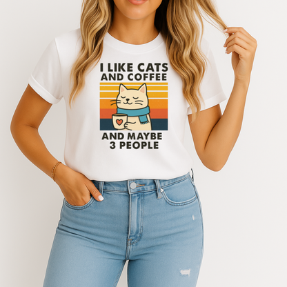Retro Cats And Coffee Graphic Shirt