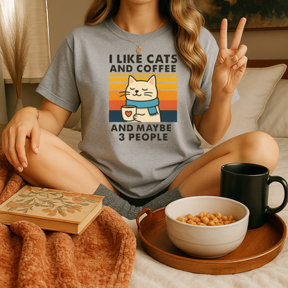 Retro Cats And Coffee Graphic Shirt