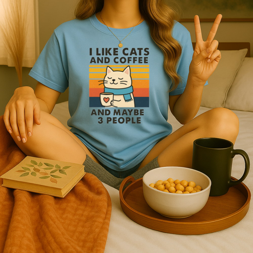 Retro Cats And Coffee Graphic Shirt