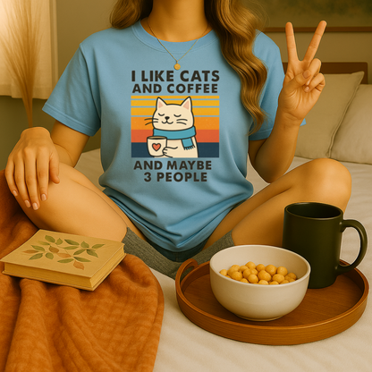 Retro Cats And Coffee Graphic Shirt