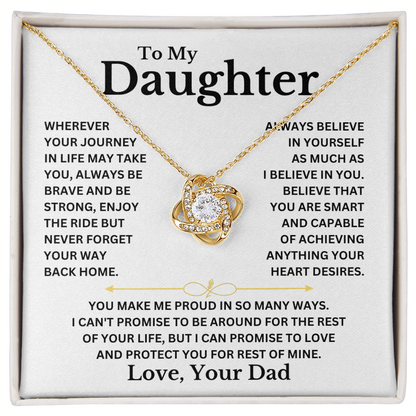 Your Journey In Life -Daughter Love Knot Necklace (WB)
