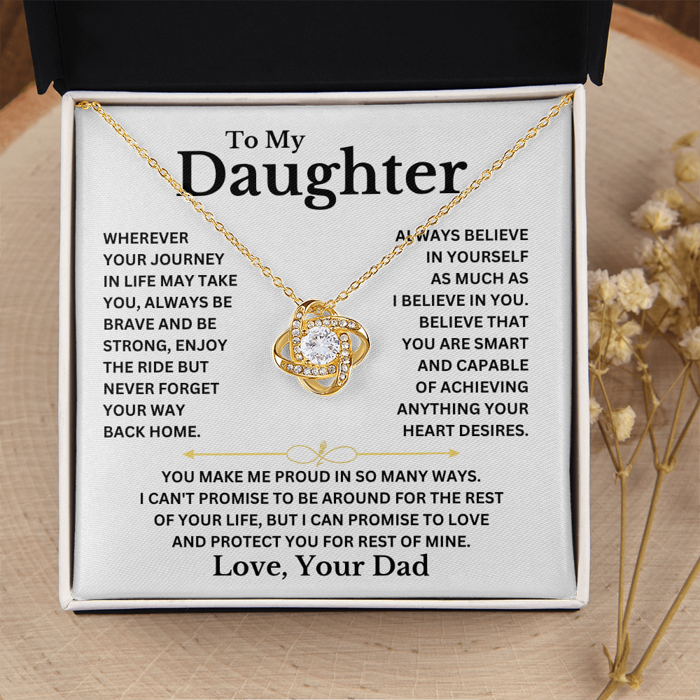 Your Journey In Life -Daughter Love Knot Necklace (WB)
