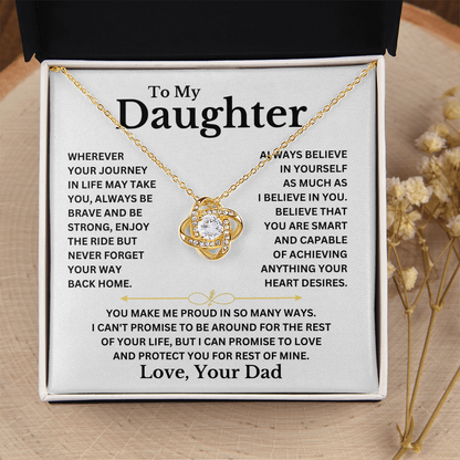 Your Journey In Life -Daughter Love Knot Necklace (WB)