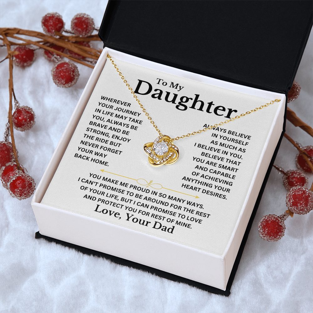 Your Journey In Life -Daughter Love Knot Necklace (WB)