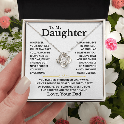 Your Journey In Life -Daughter Love Knot Necklace (WB)