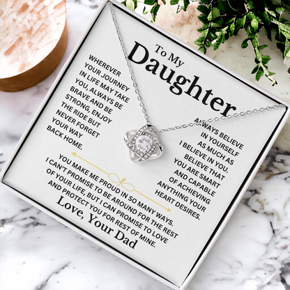 Your Journey In Life -Daughter Love Knot Necklace (WB)